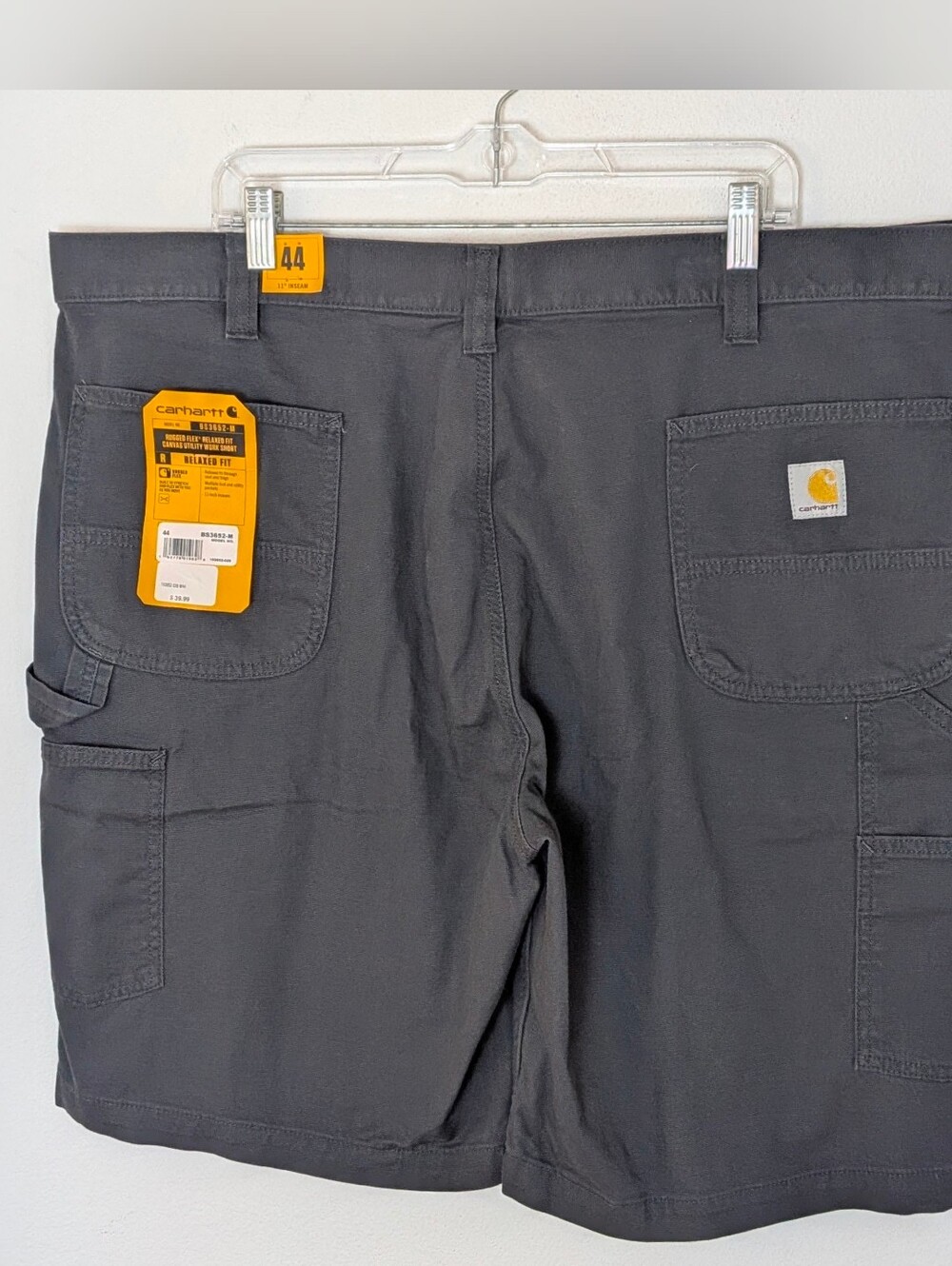 Carhartt men's Rugged Flex Relaxed Fit sz 44 Canvas Utility Work Short Dark Gray